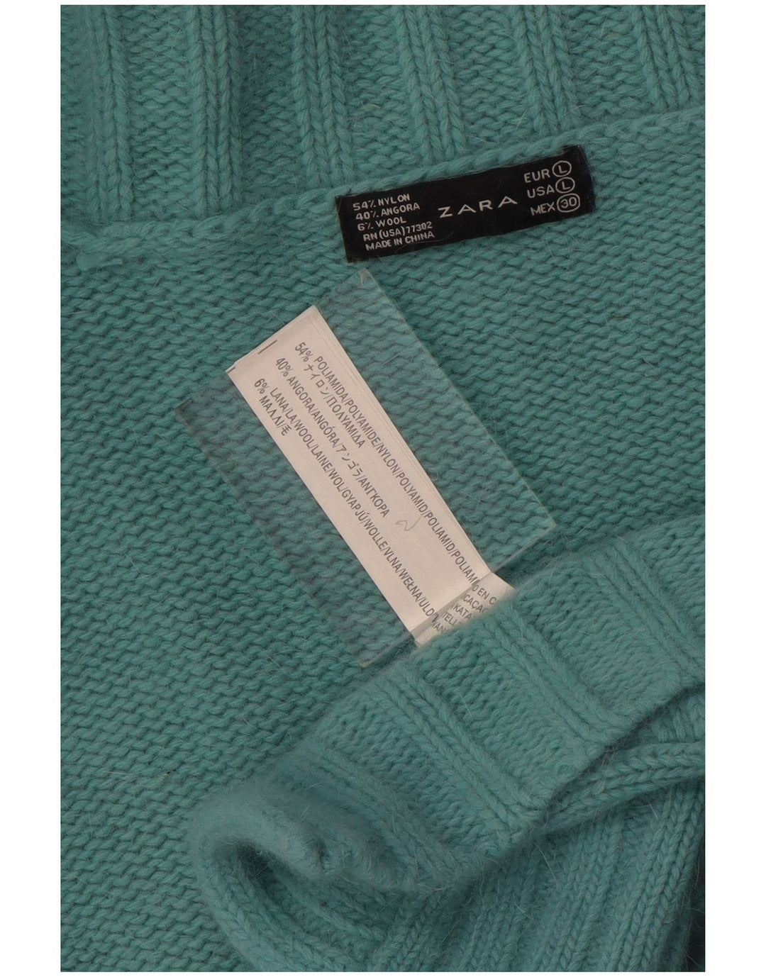 Zara Womens Open Cardigan Sweater UK 16 Stor turkis nylon