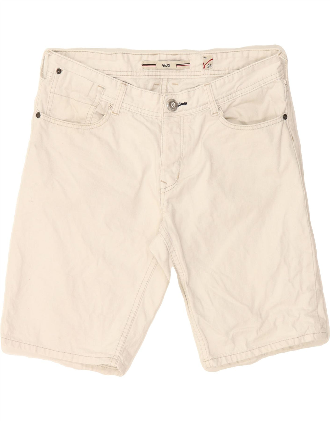 GAUDI Mens Denim Shorts W34 Large White Cotton Vintage Gaudi and Second-Hand Gaudi from Messina Hembry 