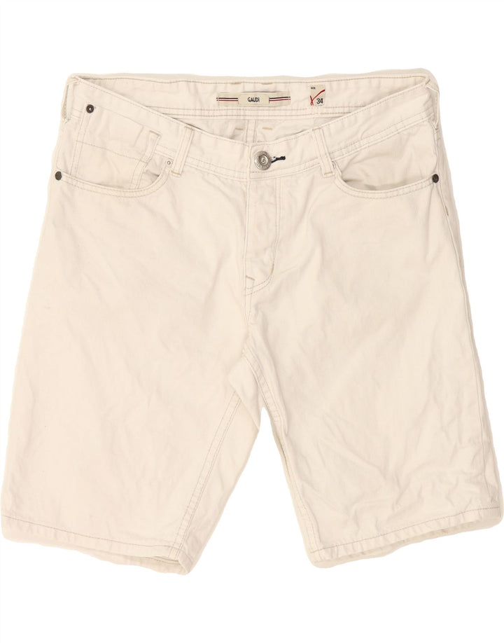 GAUDI Mens Denim Shorts W34 Large White Cotton Vintage Gaudi and Second-Hand Gaudi from Messina Hembry 
