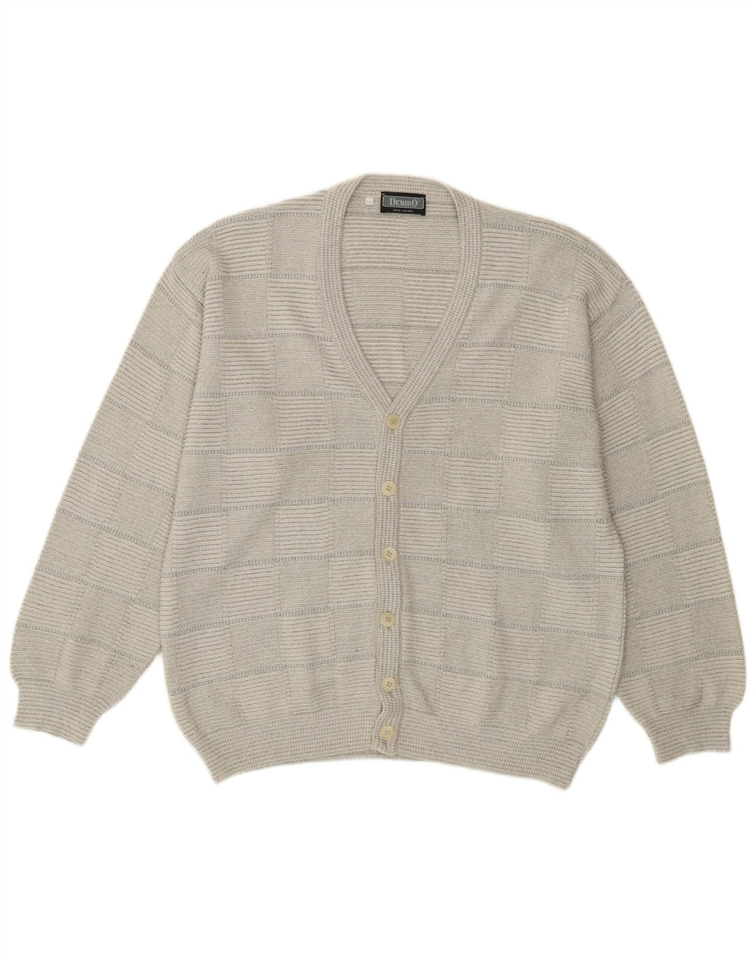 Demiro Herre Cardigan Sweater IT 54 XL Grå Geometrisk Bomuld