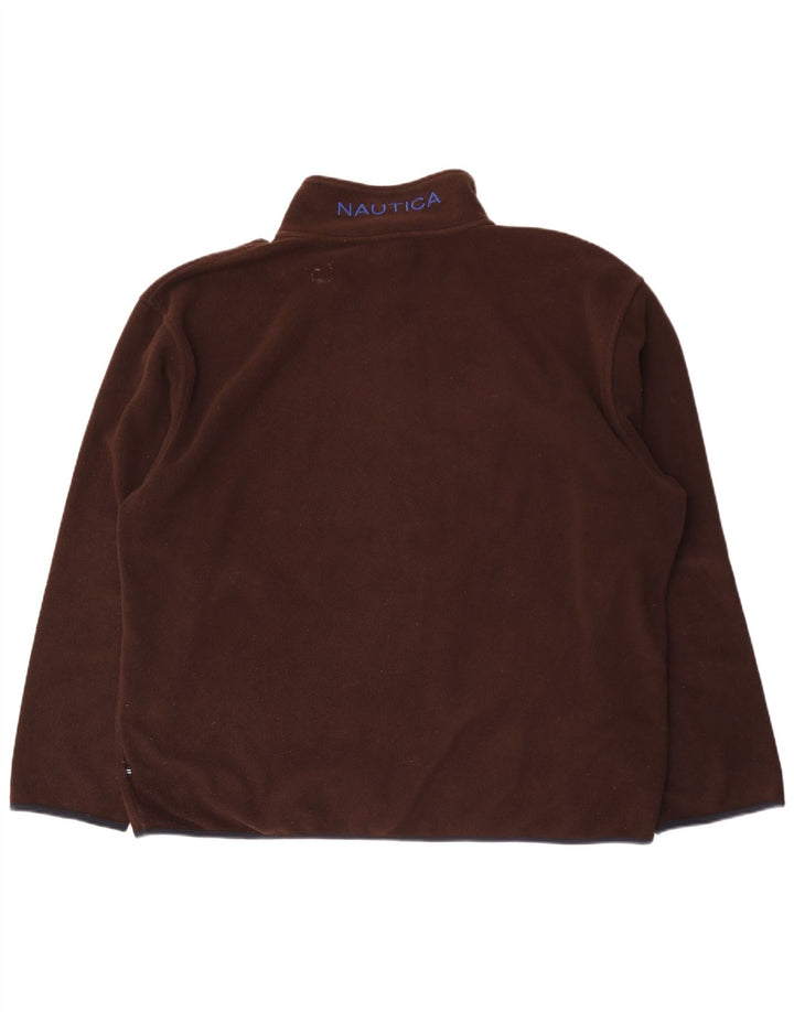 Nautica Herre grafisk lynlås hals Fleece Jumper 2XL brun polyester