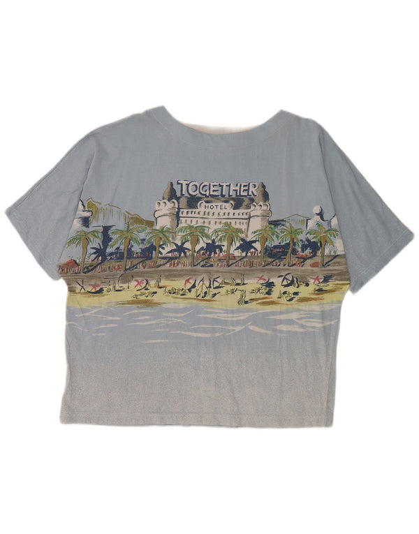 Together Dame Grafisk T-Shirt Top UK 16/18 Large Blue Hawaiian