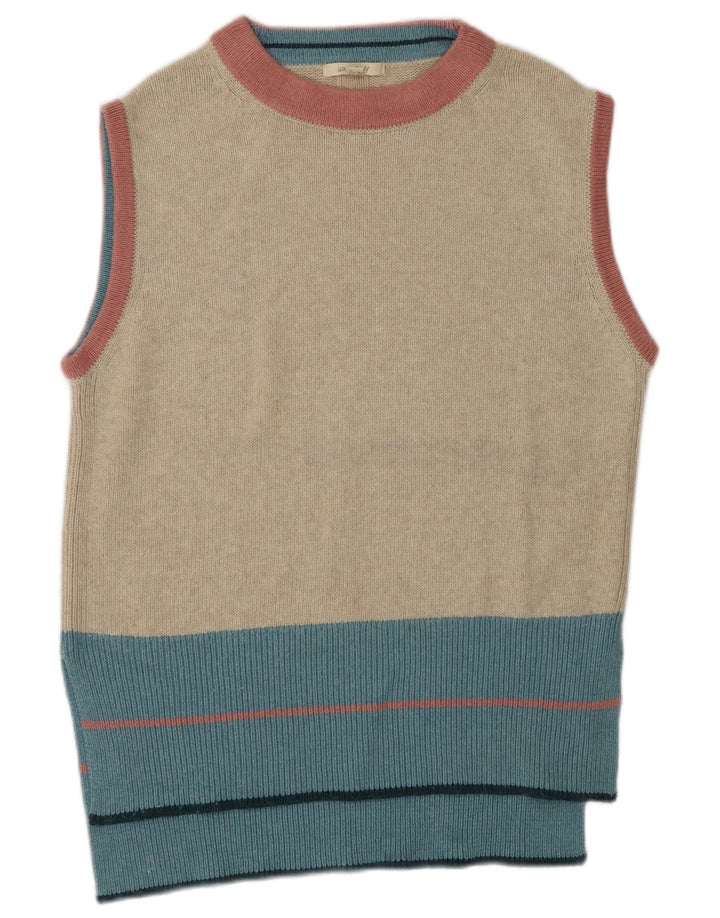 White Stuff Dame Vest Tank Top UK 14 Medium Beige Colourblock Nylon