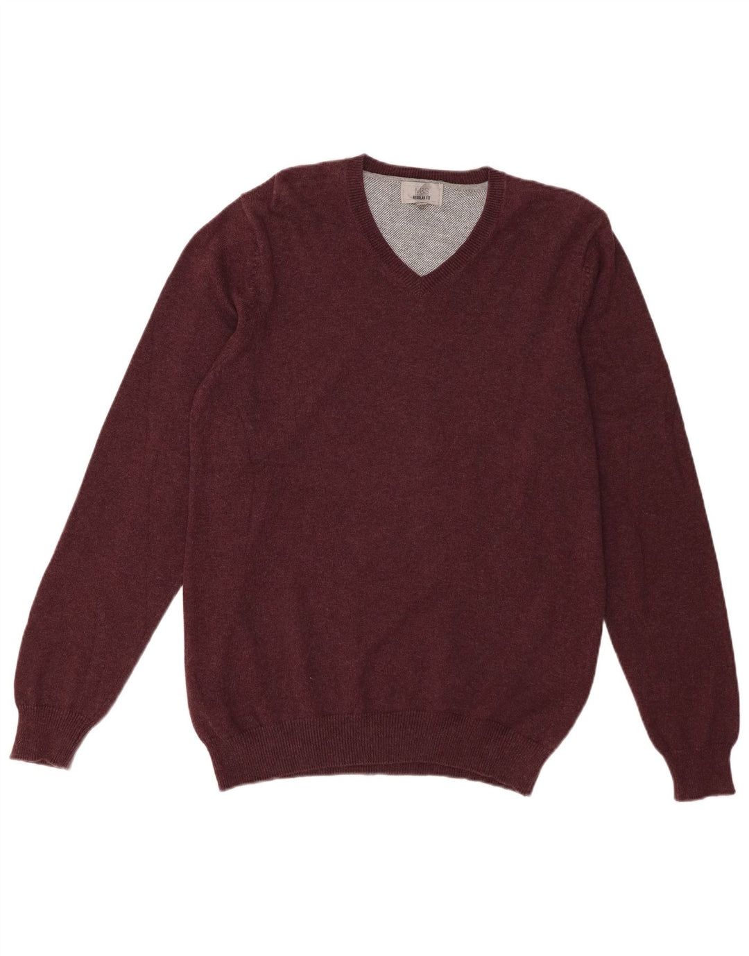 Marks & Spencer Herre Regular Fit V-hals sweater Medium Burgundy