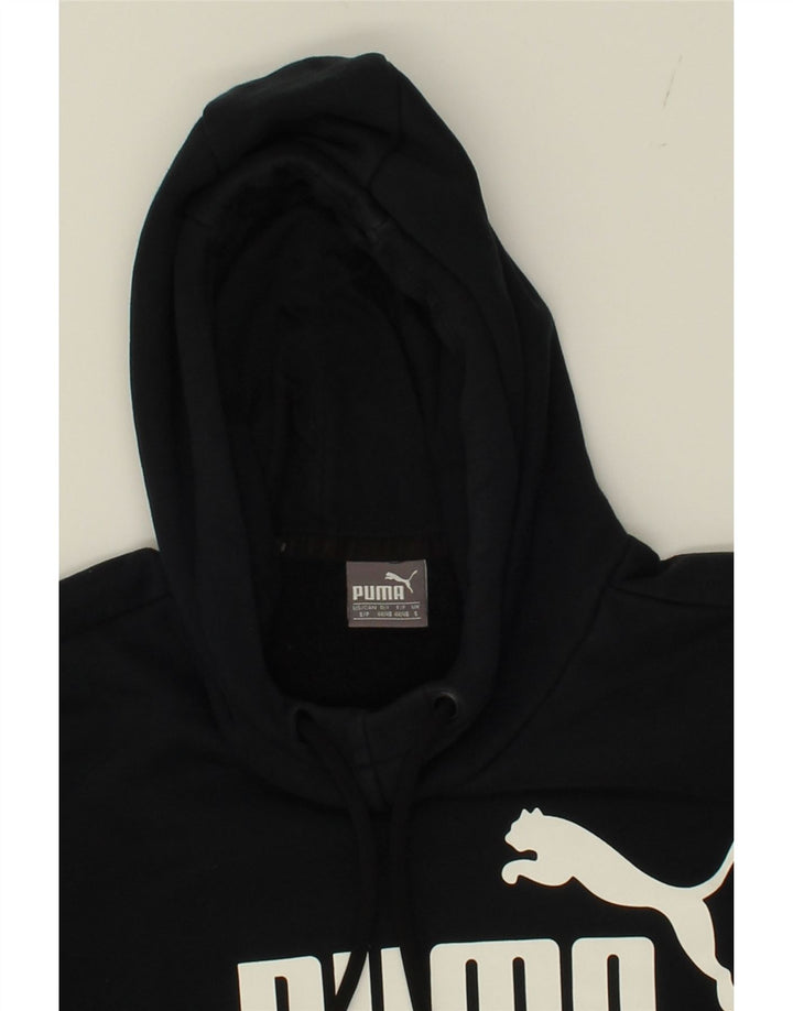 PUMA Mens Graphic Hoodie Jumper Small Black Cotton Vintage Puma and Second-Hand Puma from Messina Hembry 
