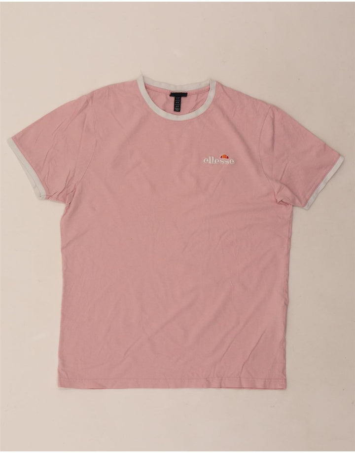Ellesse Herre T-Shirt Top Stor Pink Colourblock Bomuld