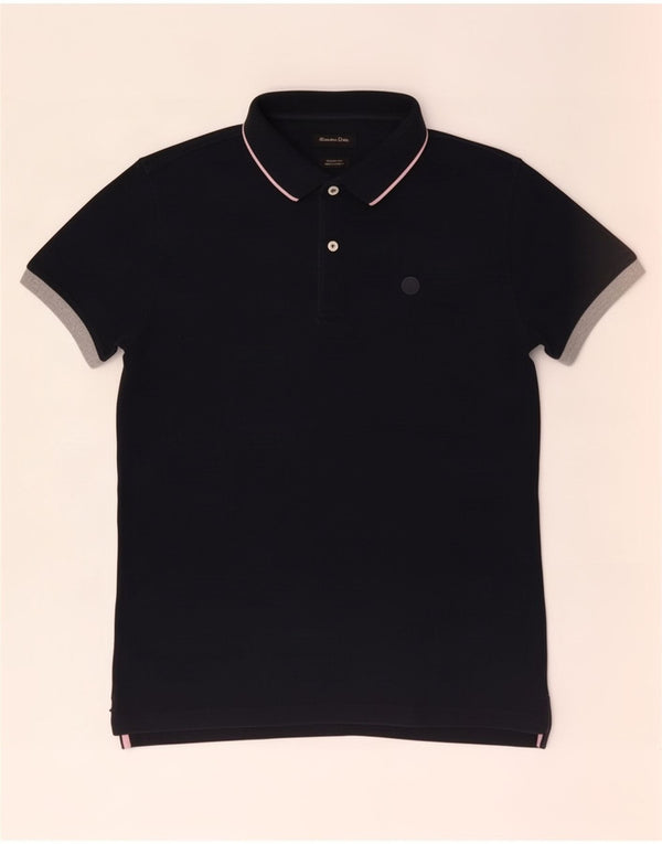 Massimo Dutti Herre Casual Fit Poloshirt Medium Navy Blue Cotton