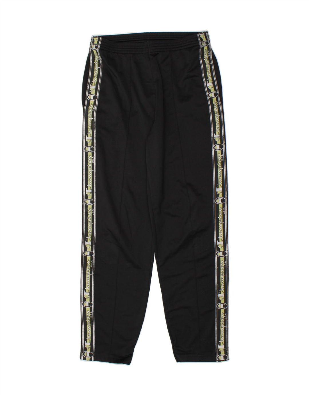 CHAMPION Womens Graphic Tracksuit Trousers UK 14 Medium Black Polyester Vintage Champion and Second-Hand Champion from Messina Hembry 