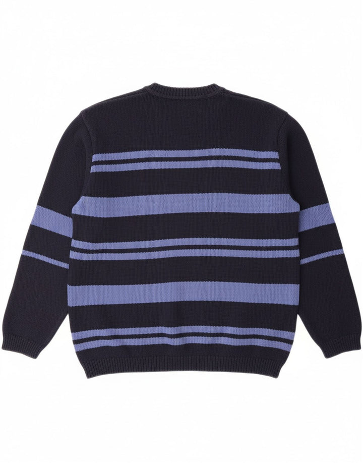 LEVI'S Mens V-Neck Jumper Sweater XL Navy Blue Striped Polyacrylic Vintage Levi's and Second-Hand Levi's from Messina Hembry 