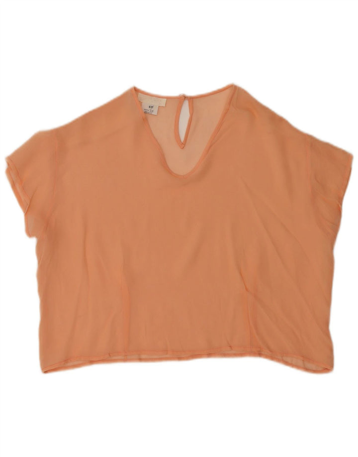 Vintage Dame Crop Bluse Top IT 44 Medium Orange Silke