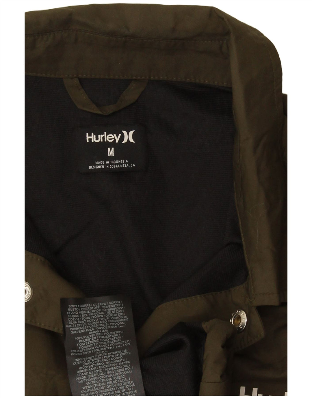 Hurley Herre Bomber Jacket UK 38 Medium Khaki Polyester