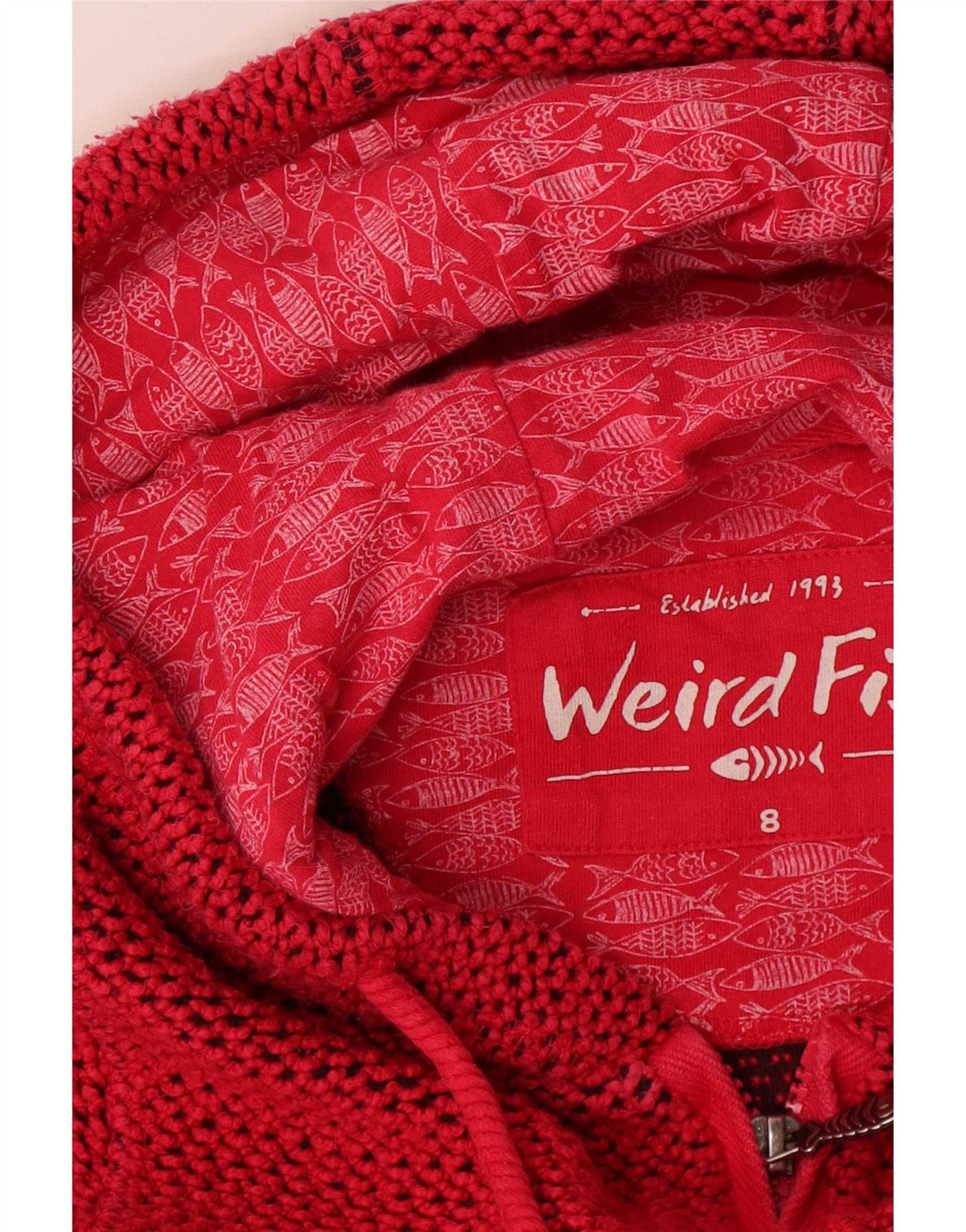 Weird Fish Dame Hættetrøje Sweater UK 8 Lille rød bomuld