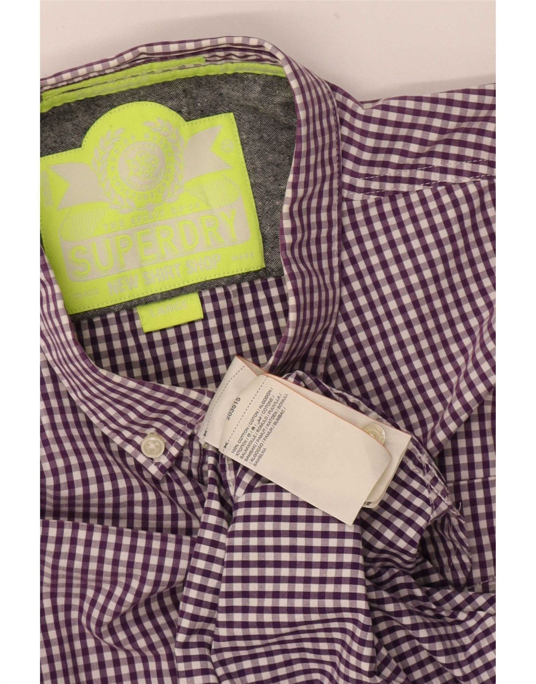 Superdry Herreskjorte Stor lilla Gingham Bomuld