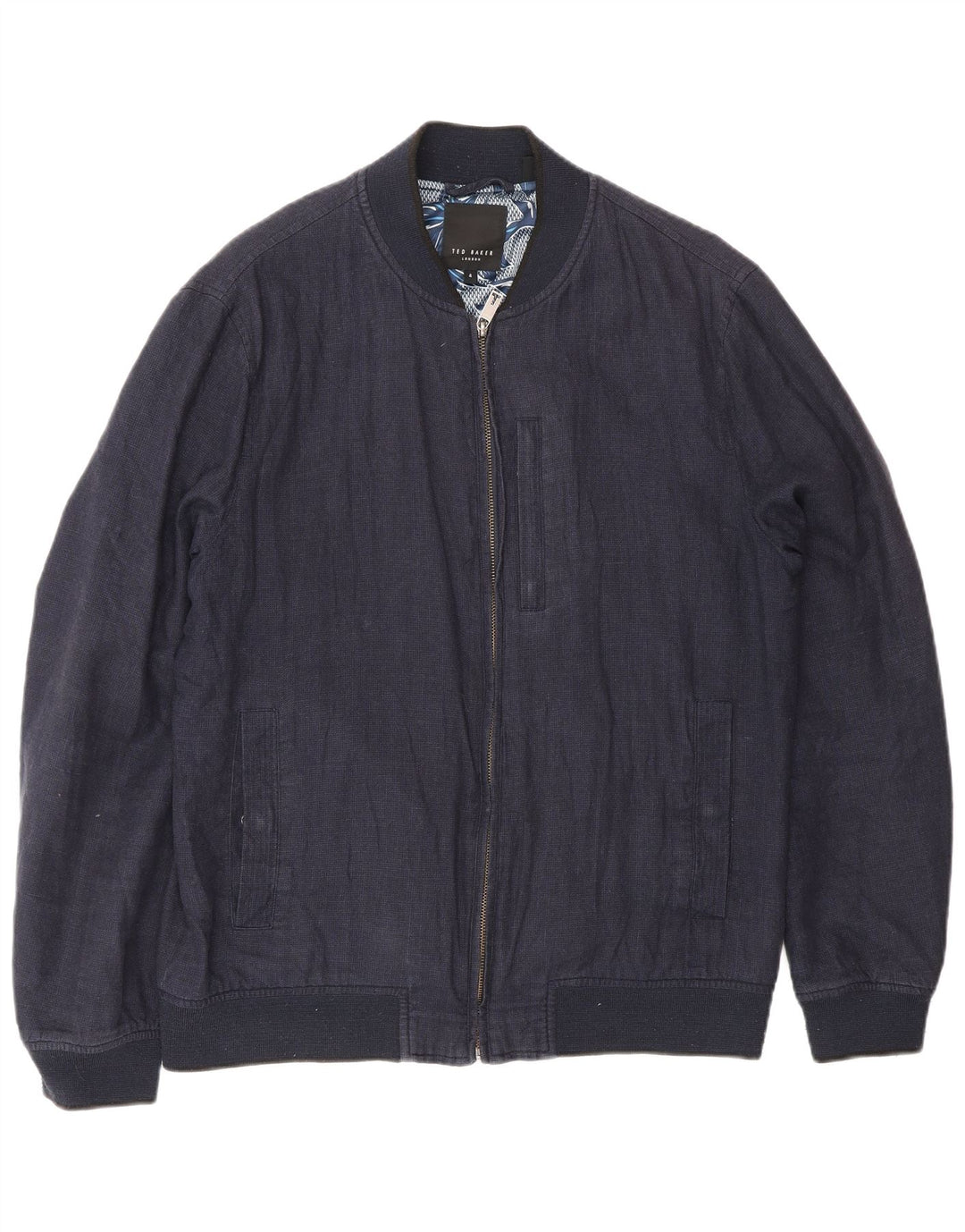 Ted Baker Bomberjakke til mænd str. 4 Large Navy Blue Linen
