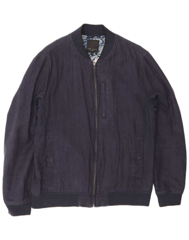 Ted Baker Bomberjakke til mænd str. 4 Large Navy Blue Linen