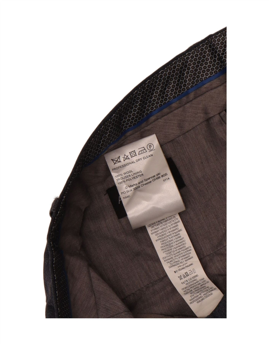 Marks & Spencer Herre Autograph Straight Suit Bukser W34 L29 Blå Uld