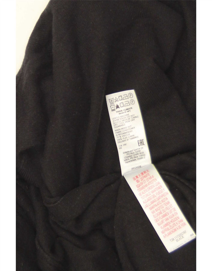 Marks & Spencer Dame Kortærmet Åben Cardigan Top UK 16 Large Black