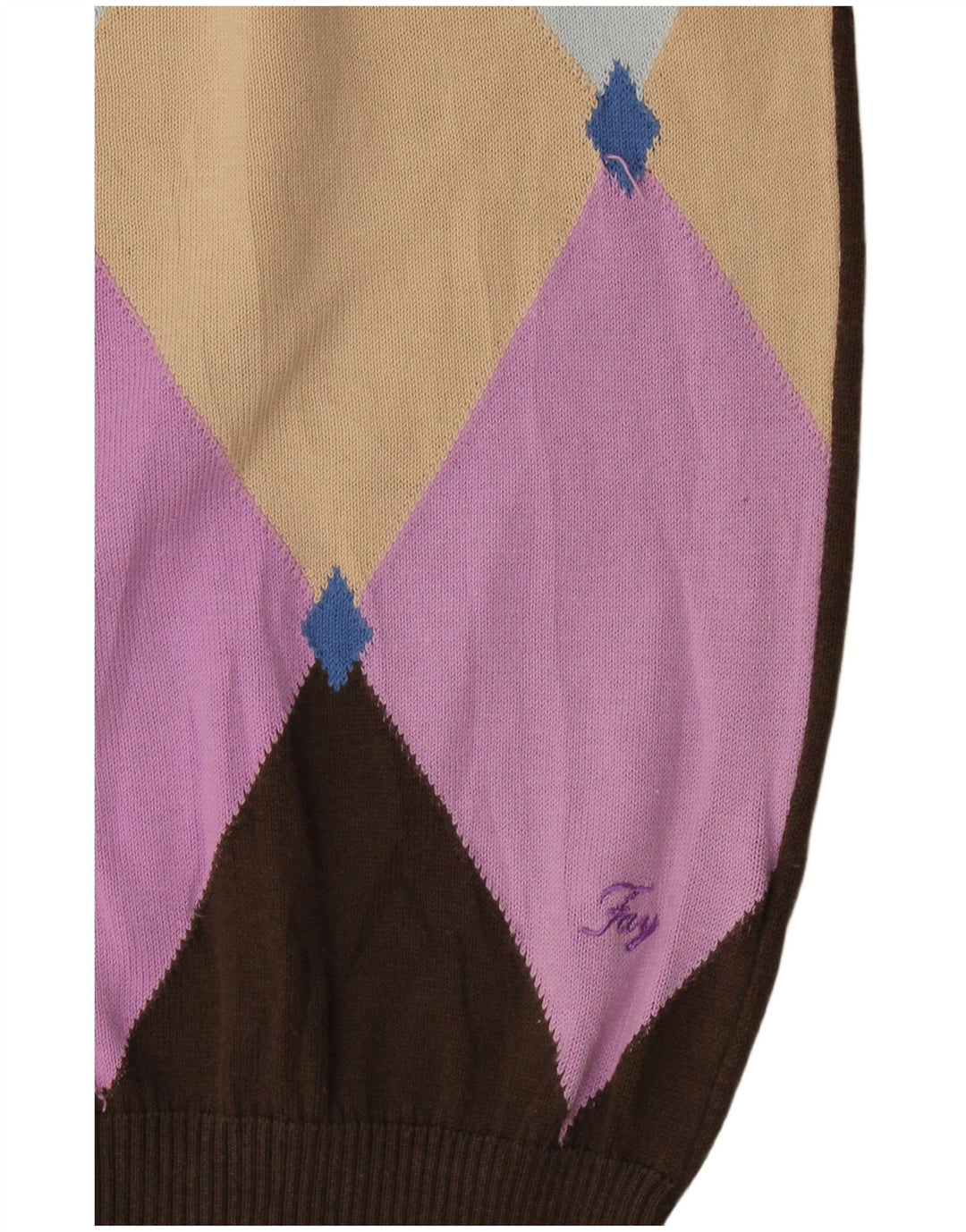 Fay Herre V-hals sweater Stor Brun Argyle/Diamant