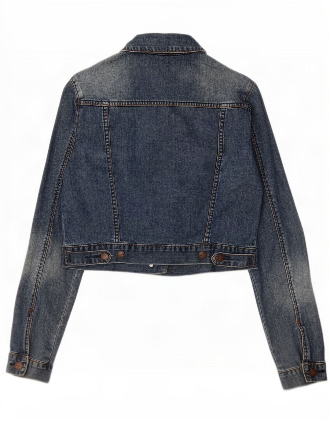 Topshop Dame Crop Denim Jacket UK 12 Medium Blue Cotton