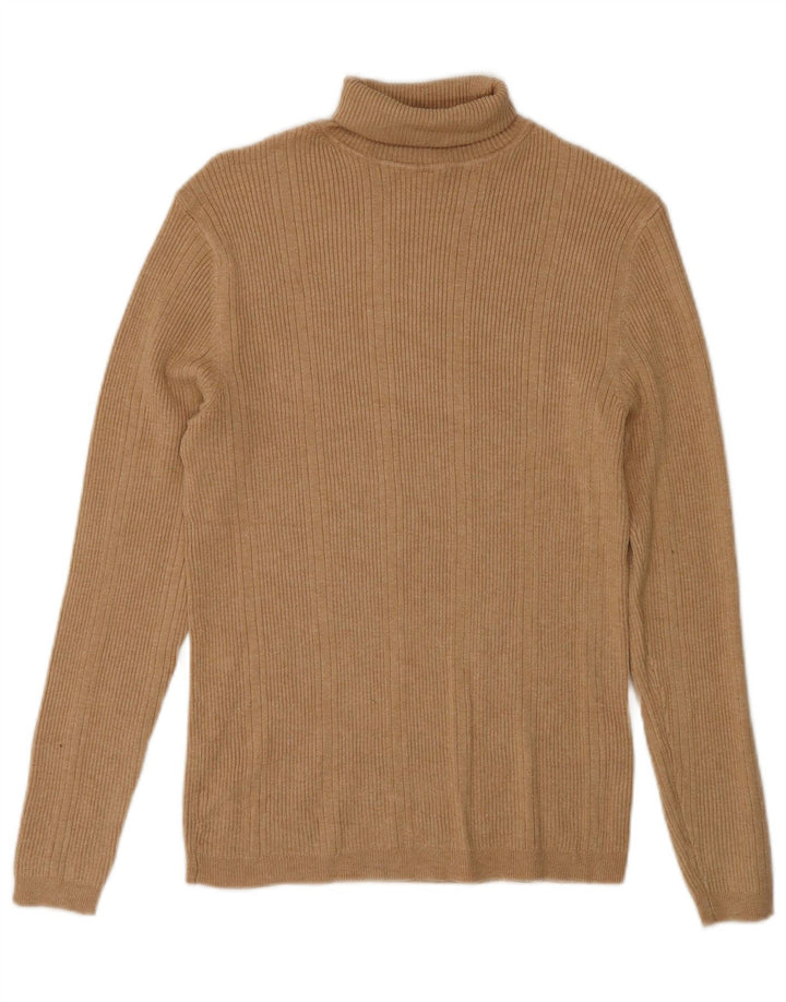 Marks & Spencer Dame Rullehals Sweater UK 10 Small Beige Viscose