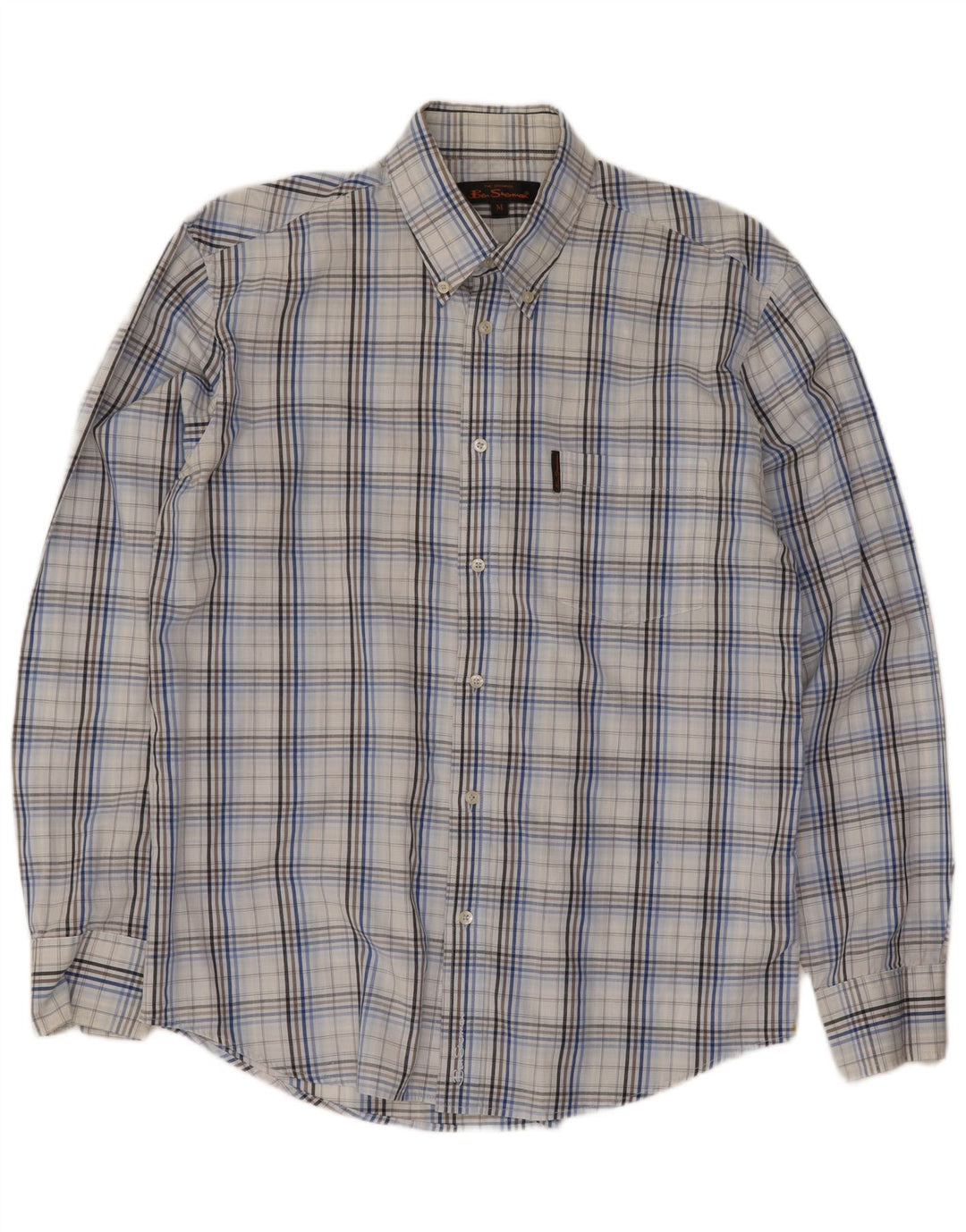 Ben Sherman herreskjorte mellemblå ternet bomuld