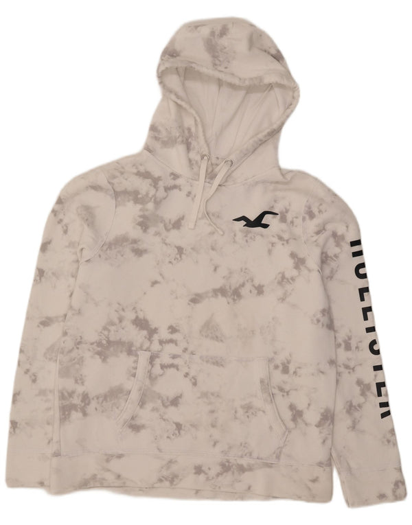 Hollister Herre grafisk hættetrøje Jumper Large White Tie Dye Bomuld