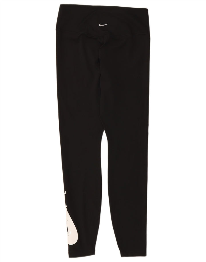 NIKE Dame Dri Fit Grafiske Leggings UK 12 Medium Sort