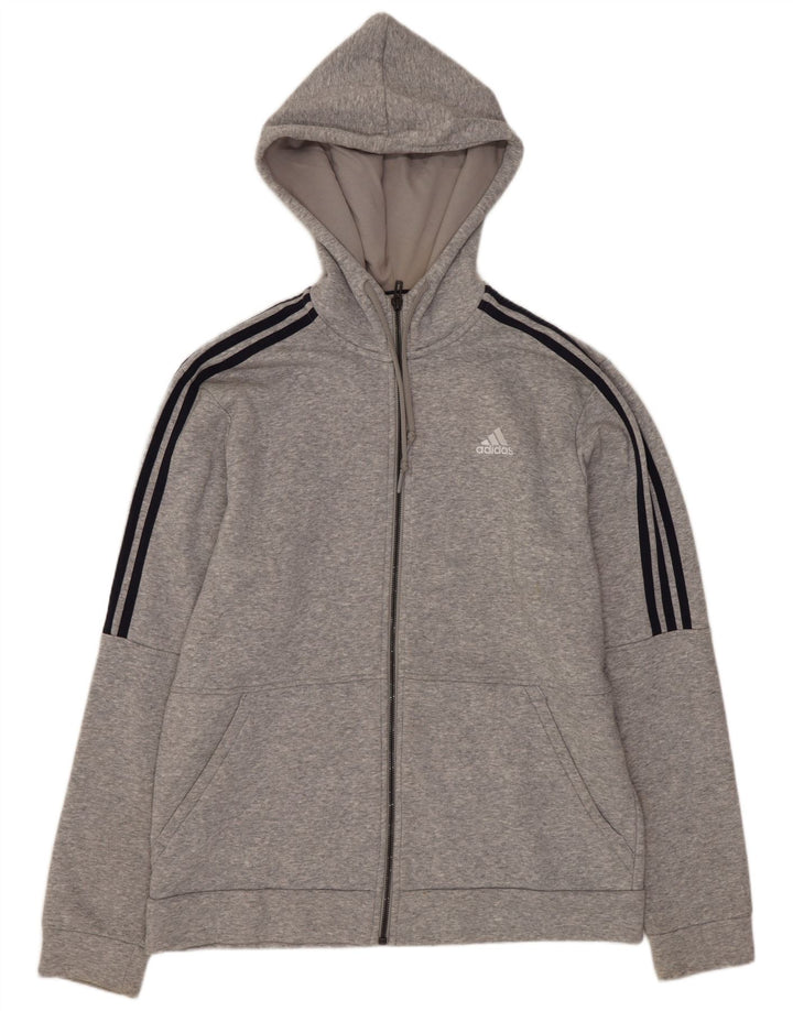 Adidas Hættetrøje med lynlås til mænd mellemgrå bomuld