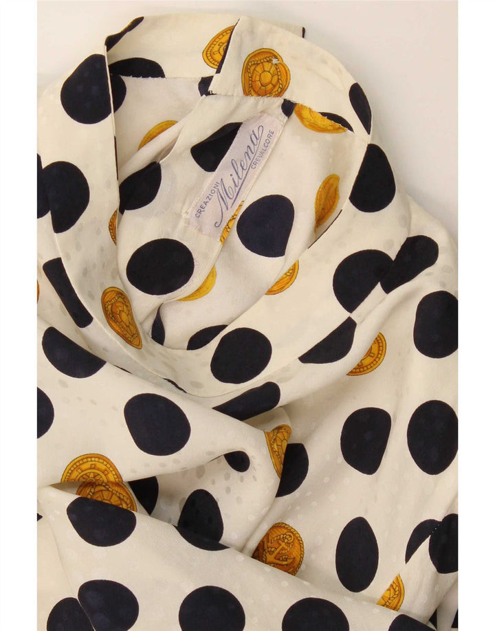 Vintage Damebluse Top UK 16 Large Beige Polka Dot