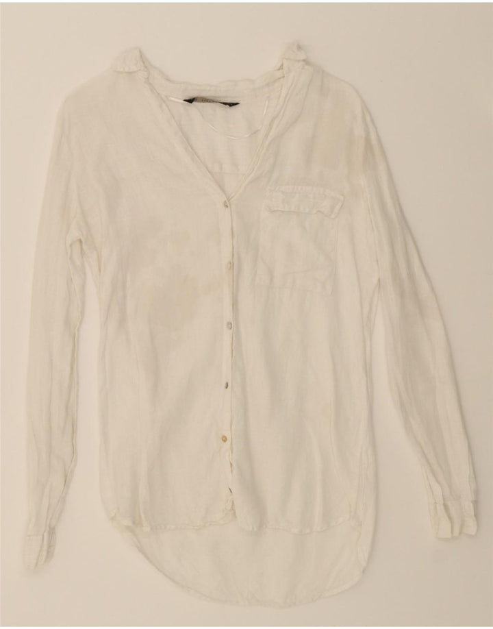 ZARA Womens Shirt Blouse UK 6 XS White Vintage Zara and Second-Hand Zara from Messina Hembry 