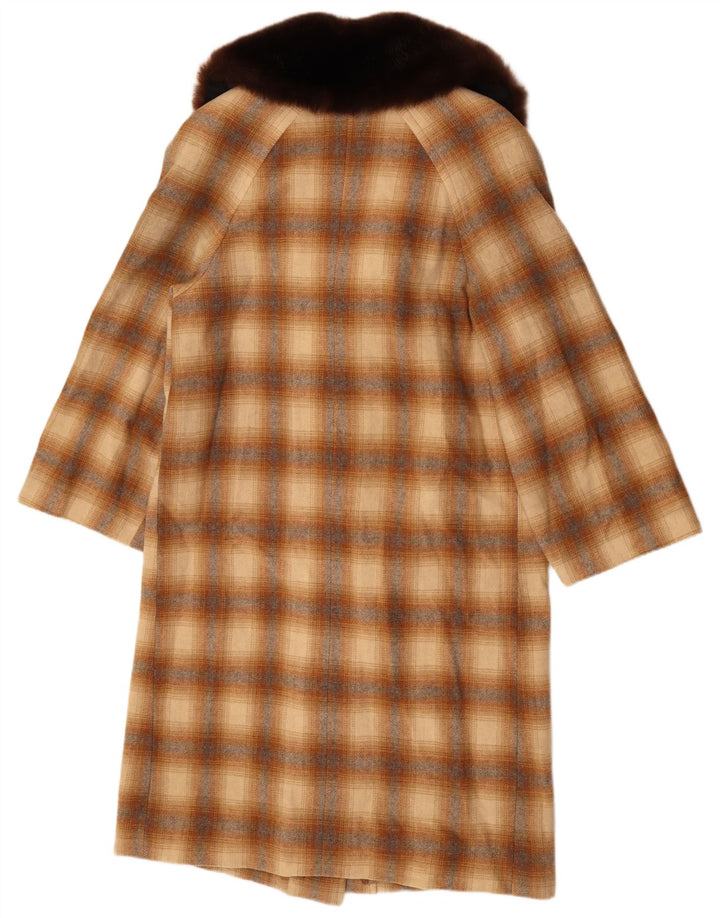 Vintage overfrakke til kvinder UK 14 medium brun ternet