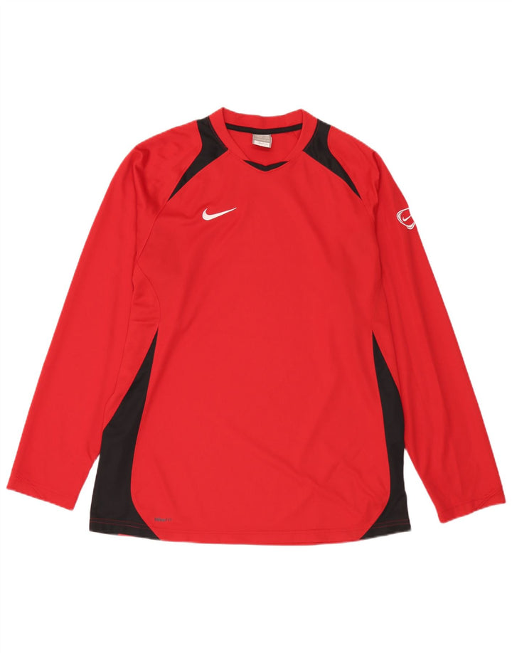 Nike Herre Top Langærmet UK 42/44 Large Red Colourblock Polyester