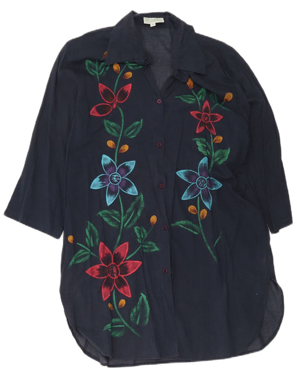 Marila Kvinde grafisk 3/4-ærmet Shift-kjole UK 14 Medium Navy Blue Floral