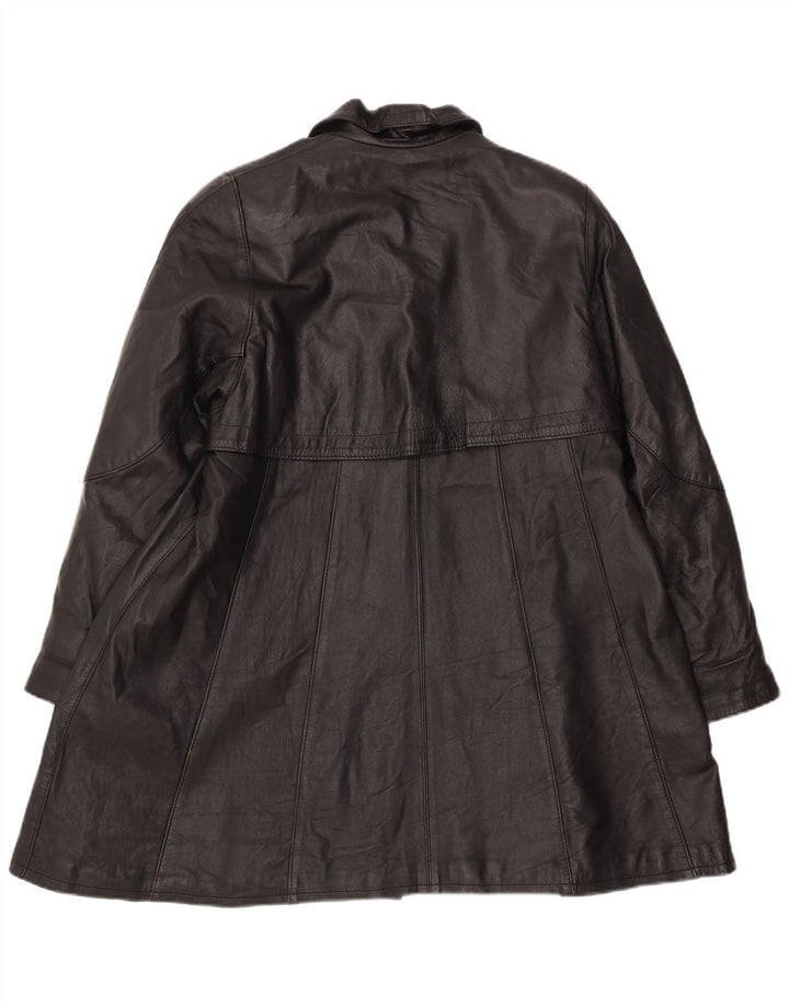 VINTAGE Læderfrakke til kvinder UK 18 XL Sort