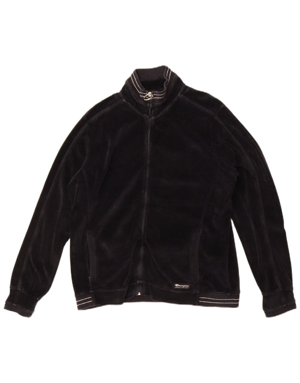 Champion Womens Velvet Full Tracksuit UK 16 Large Black Bomuld