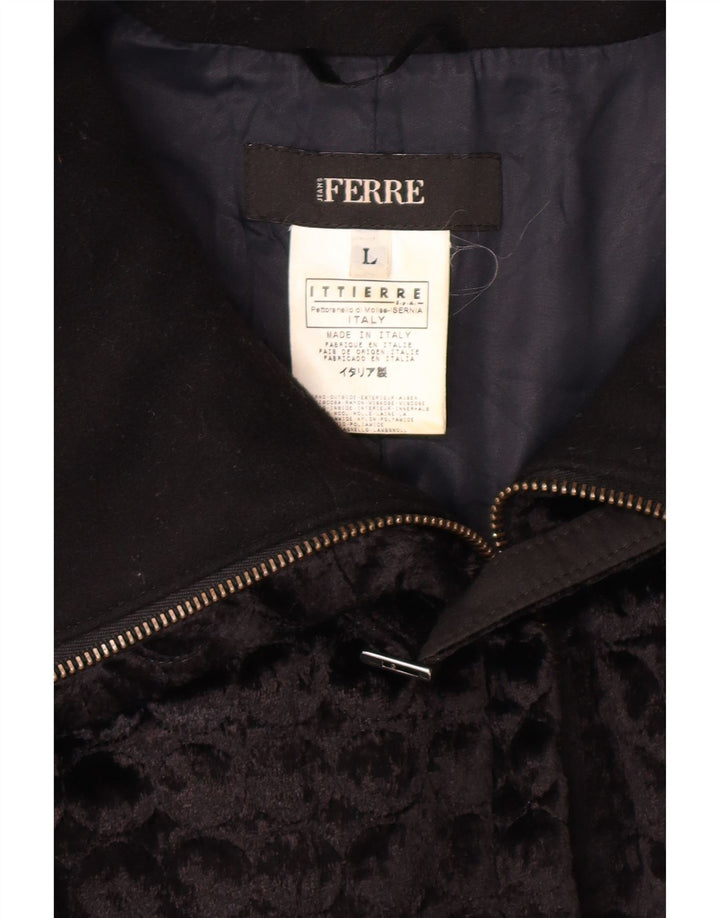 FERRE Dame Velvet Jacket UK 14 Large Black Wool Classic