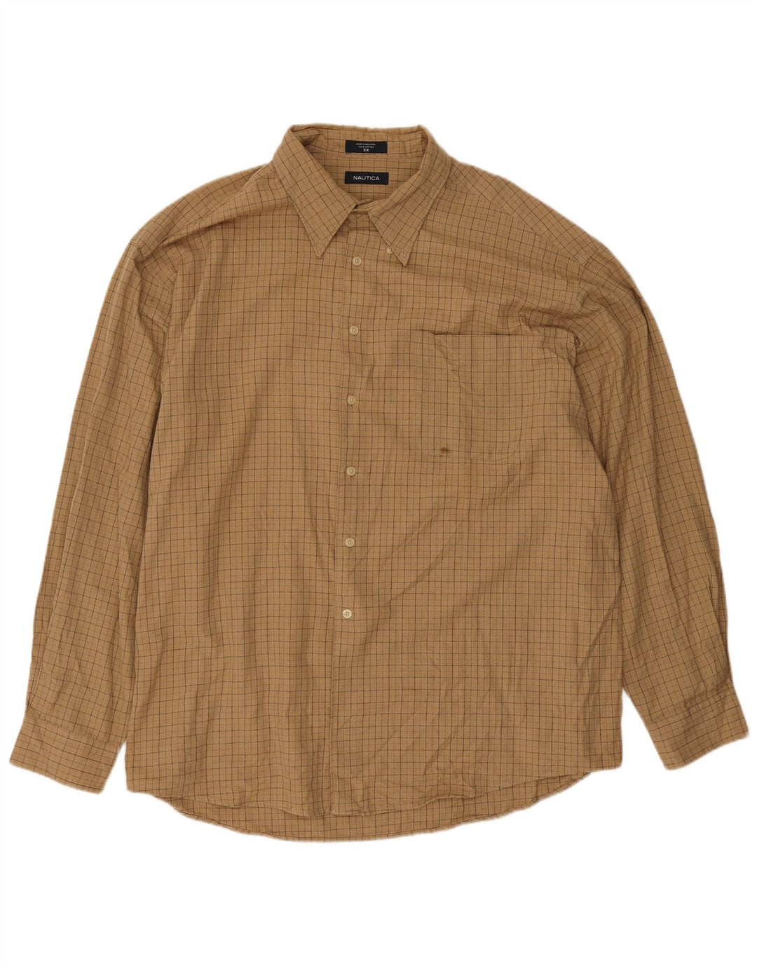 Nautica herre flannelskjorte 2XL beige ternet bomuld