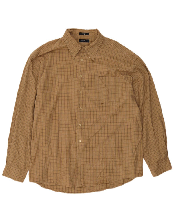 Nautica herre flannelskjorte 2XL beige ternet bomuld