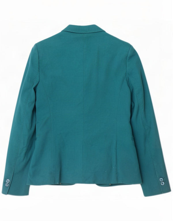 Massimo Dutti Dame 1-knaps blazerjakke EU 40 Medium Blue Cotton