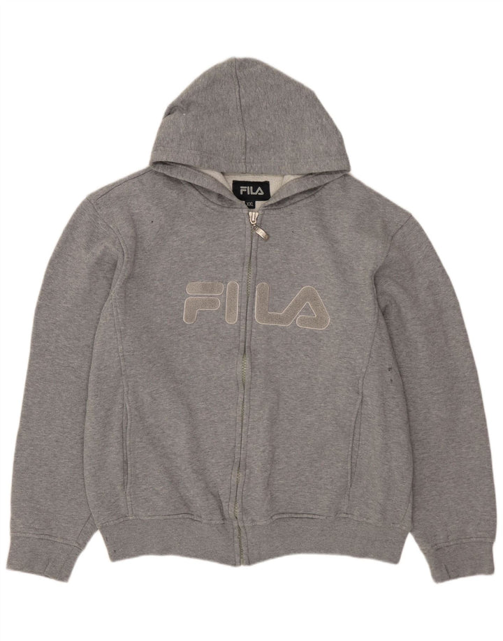 FILA Dame Grafisk Oversized Hættetrøje Sweater med lynlås UK 20 2XL Grå Bomuld