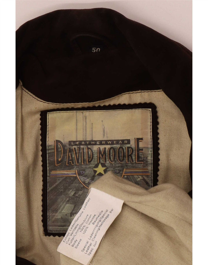 David Moore Herre Ruskind Windbreaker Coat IT 50 Stor Brun Læder