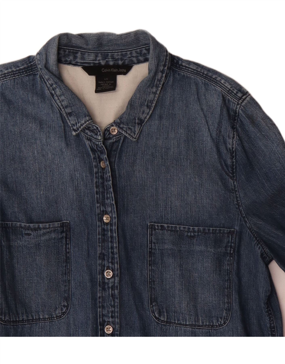 Calvin Klein Jeans Dame Denim Shirt UK 16 Stor Blå Bomuld