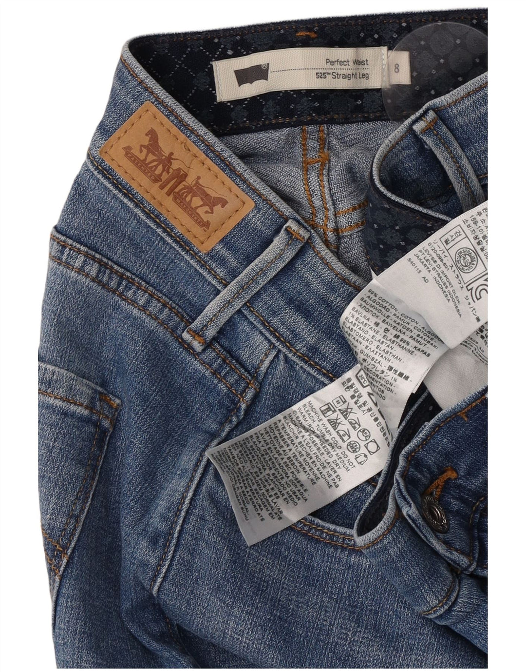 Levi's Dame 525 lige jeans US 8 Medium W30 L30 Blå Bomuld