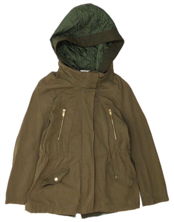Zara Pige Hooded Parka Jacket 13-14 År Khaki Polyester