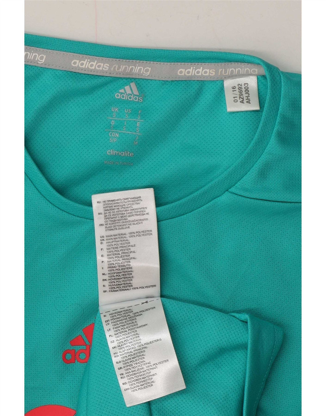 Adidas Herre Climalite grafisk T-shirt top lille turkis polyester