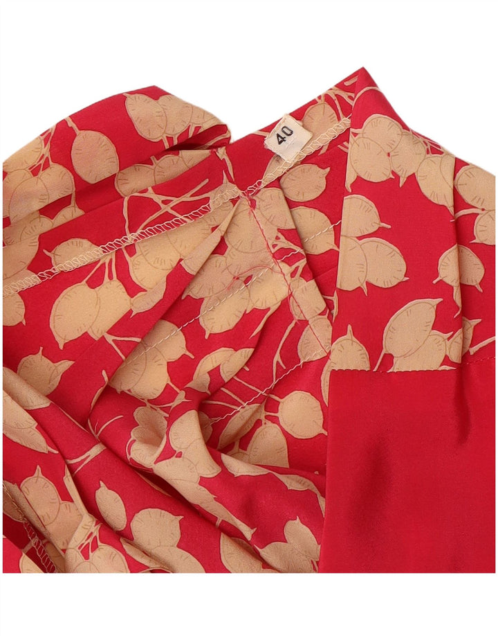 VINTAGE Womens Front Tie Sheath Dress EU 40 Medium Red Floral
