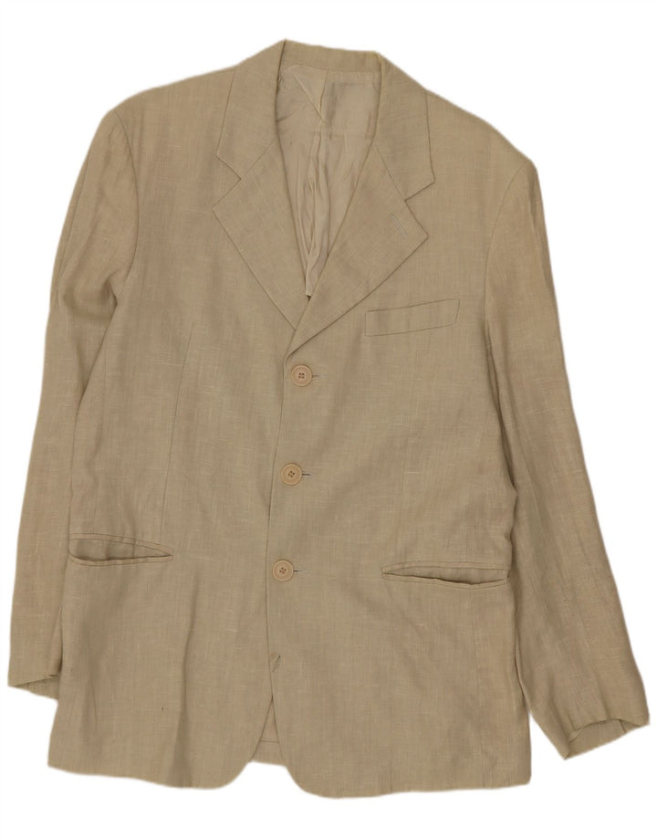 Vintage Herre 3-knaps blazerjakke UK 38 Medium Beige Linen