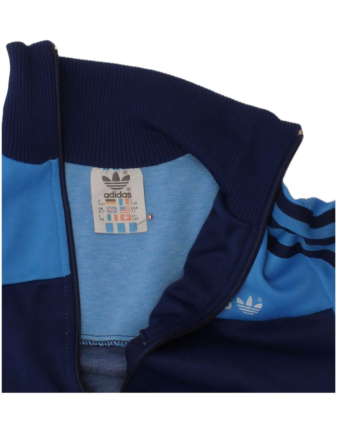 ADIDAS Boys Tracksuit Top Jacket 9-10 Years Navy Blue Colourblock