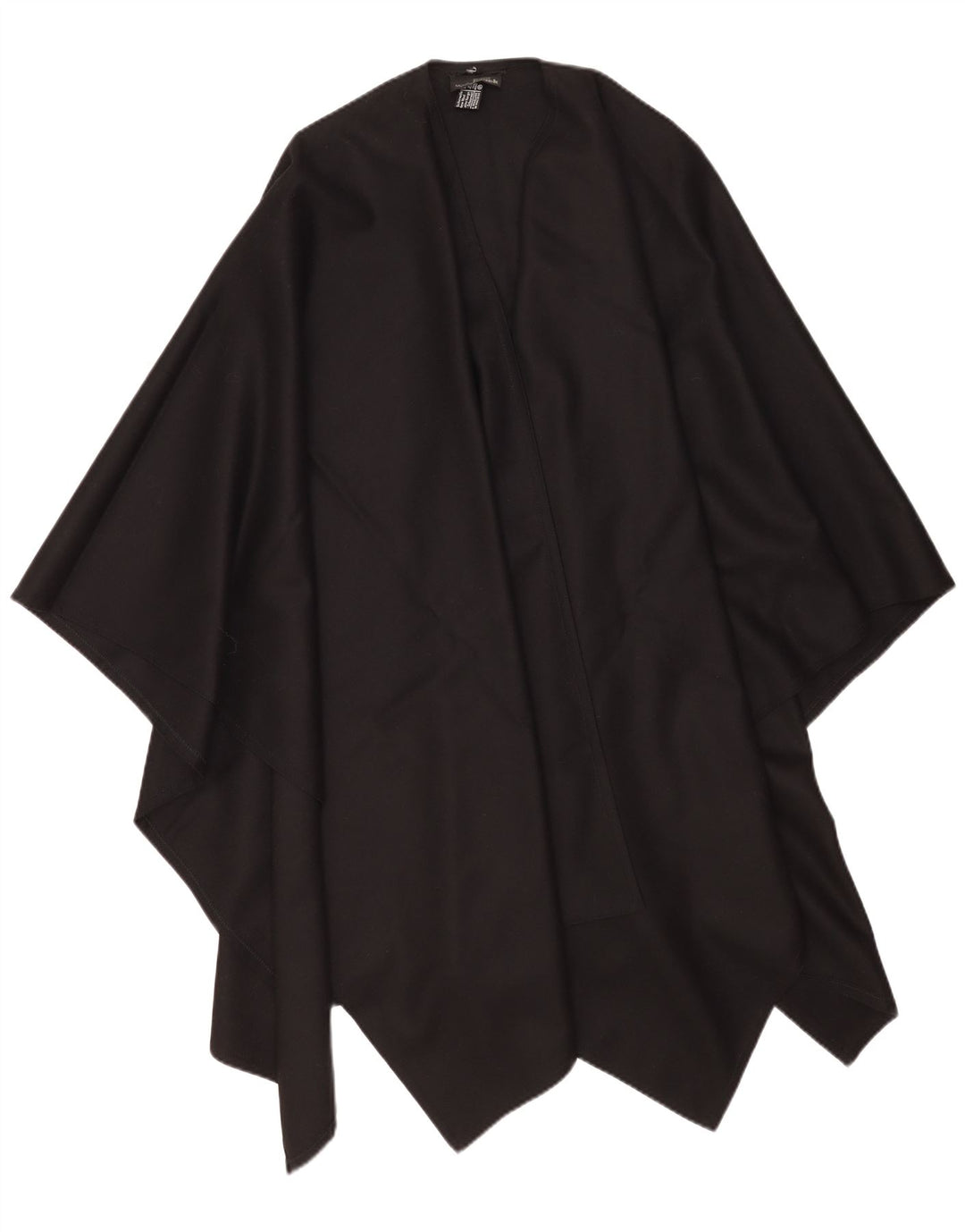 Vintage asymmetrisk ponchotrøje til kvinder One Size sort uld