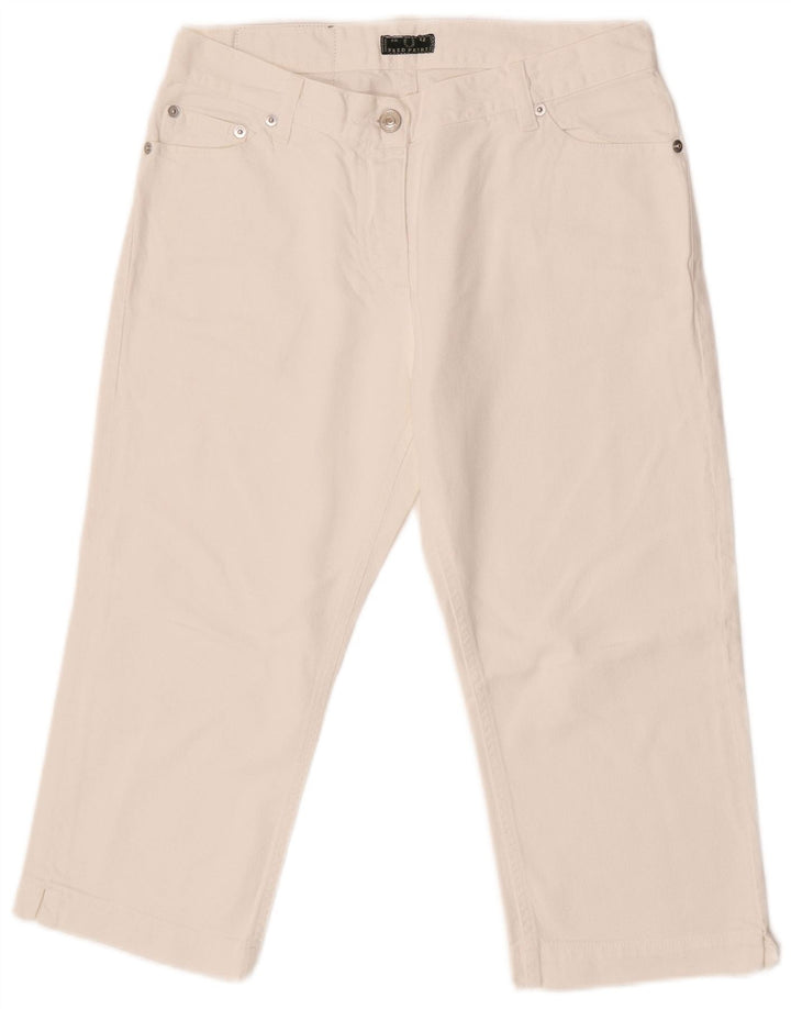Fred Perry Dame Mid Rise Straight Capri Jeans IT 42 Medium W27 L18 Hvid
